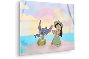 Komar Tableau sur châssis – Lilo et Stitch, dansant – Dimensions : 40 x 60 cm – Image murale pour chambre d'enfant, chambre d'enfant, coloré