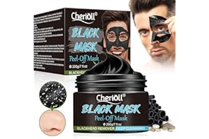 CHERIOLL Blackhead Remover Masque, Peel off Masque, Black Head Masque Pour Hommes,Nettoyant en Profondeur Rétrécir Pores,Anti-Point Noir Masque,Supprime Points Noirs/Acné-200g