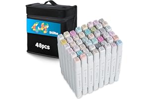 ‎2MGOODS 2mGoods 48 farben Filzstifte mit Doppelspitze, Copic Marker Set, Twin Marker, Alkoholmarker für Erwachsene, color pens, schnelltrocknend, geruchsarm, lichtbeständig, ideal für Kunst und Skizzen