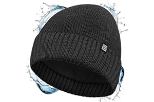 Giovici Wooly Waterproof Beanie Hat for Men and Women - Stretchy Fleece Lined Waterproof Beanie Hat - Thick Warm Mens Hats for Cold Winter Weather - Premium Beanie Hats for Men UK
