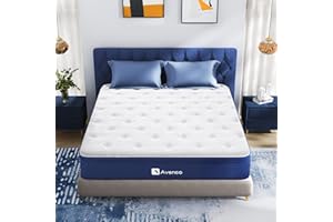 Avenco Small Double Mattress, 8.5 Inch Bamboo Fibers Foam and Spring Hybrid Mattress Super King, Breathable Bed Mattress, CertiPUR-US Certified, Mattress-in-Box, 122x190x22cm