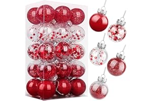 ESVYIT Bolas de Navidad Rojas Transparentes 6 cm 30 Piezas, Bolas Arbol de Navidad Adornos Arbol Navidad Plástico Irrompible, Adornos Navideños Arbol para Decoracion Navidad Interior y Exterior