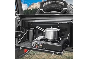 RT-TCZ Foldable Tailgate Table, Aluminum Alloy Black Rear Cargo Storage Rack Shelf Support up to 80lb for 2018-2022 Jeep Wrangler JL JLU, Black