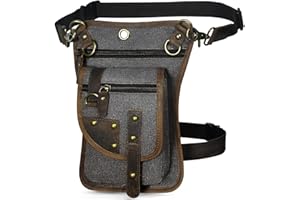 Handadsume Tela Resistente All'acqua + Vera Pelle Moto Equitazione Travel Coscia Borsa per Gambe Marsupio in Vita Per Gli Uomini Donne FB2141