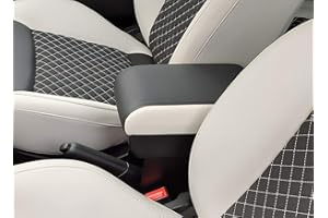 DRIVE DESIGN Bracciolo portaoggetti compatibile per 500 REGOLABILE in lunghezza in eco pelle nero con laterali avorio e cuciture nere. Per 500 dal 2007 in avanti