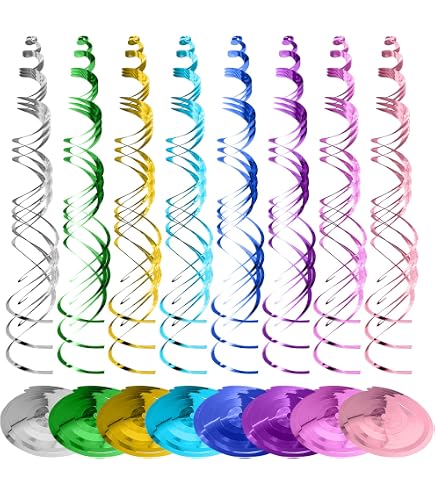 Amscan Deko-Spiralen Sparkling Celebrations – 12 Stück, Pink/lila/schwarz, Ca. 80 Cm Lang