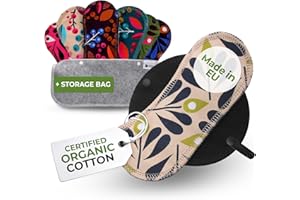 NATISSY Salvaslip Lavabili Cotone ORGANICO; 7 Pezzi (S) Donna MADE IN EU; Assorbenti Lavabili senza PUL; Riutilizzabili per l'uso quotidiano e perdite vaginali, NON per il ciclo menstruale