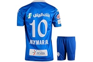 Gokaynex Neymar Jr. Al Hilal #10 Conjunto de camiseta de fútbol para niños, nueva temporada, camiseta de manga corta y pantalones cortos para unisex, camiseta deportiva, camisetas de entrenamiento de