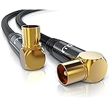 Primewire - 2m HDTV antennekabel 75 Ohm 90 hoekig – coax kabel 90 graden coaxkoppeling – DVB T en DVB T2 radio VHF DAB - robu