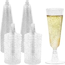 30 Flûtes à Champagne En Plastique Argenté LATERNE - 150ml, Réutilisables, Pour Fêtes