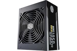 ‎COOLER MASTER Cooler Master MWE Gold 1050 V2 ATX 3.0 W Pełni Modułowy Zasilacz z Wtyczką EU - Obsługa ATX 3.0, Zasilacz 80PLUS Gold 1050W, Płaskie Czarne Okablowanie, Wentylator FDB 140mm, Próg Wysokiej Temperatury