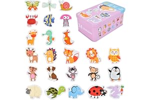 EKKONG Puzzle di Legno, Giochi Legno Puzzle, Educativo Giocattoli Giochi Set Regalo per 1 Anno 2 3 4 Anni Bambina Bimbo Ragazza Ragazzo (24pcs）