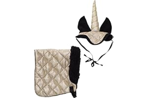 Panduro Hobby Horse - Set di cavalli a forma di unicorno dorato magico, coperta glitterata, corno scintillante e cappuccio elegante per cavalli, oro e glitter