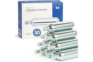 IMPECCABLE CULINARY OBJECTS (ICO) ICO CO2 Cartucho de CO2 de 16 g de Rosca para Uso con Bomba de CO2 de neumáticos de Velo, Cartucho de CO2 de Gas de CO2 comprimido para Kit de reparación de neumáticos de Bicicleta de montaña y Bomba