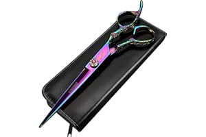 SHARONDS Tijeras de corte de pelo profesionales de 6,5/7 pulgadas, tijeras de corte de pelo afiladas de acero inoxidable, tijeras especiales para peluqueros(Corte plano de 7 pulgadas-D)