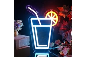 ASLANKA Lemon Drinks Cup Neon Led Light Sign Neon Art Neon Sign Neon USB Powered Sign for Restaurant Beverage Bar Shop Wall Indoor Decor
