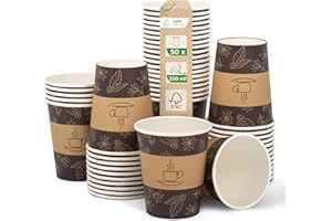Love Nature Kaffeebecher to Go 250 ml 10 oz – Pappbecher 50 Stück – Coffee to go Becher - Einwegbecher zum Servieren von Kaffee, Tee, heißen und kalten Getränken