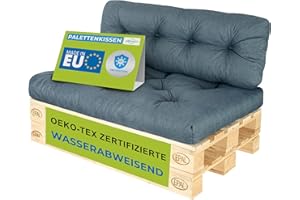 ‎PILLOWS24 Pillows24 – Palettenkissen – 2-teiliges Set | Palettenauflage für Palettensofa | Sitz- und Rückenkissen für Europaletten | Palettenmöbel Indoor & Outdoor, UV-beständig | Made in EU | Türkis