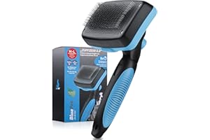 BluePet® Szczotka dla psów i kotów do długich włosów – delikatnie usuwa podszerstek, filcowanie i węzły – wyrywanie 2.0 z przyciskiem do czyszczenia – do codziennego użytku