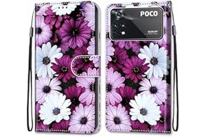 Mo-Somnus Funda para Xiaomi Poco X4 Pro 5G, Funda Cartera Funda Libro Caso Piel PU con Tapa Magnético Billetera Flip Carcasa Cuero [Protección Completa] [Ranura para Tarjeta] (Flor 2)