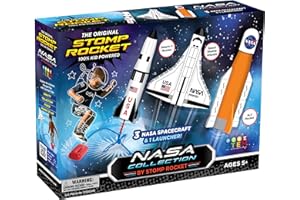 Stomp Rocket - Space Collection - 3 Soft Foam Air Powered Rockets: SLS Rocket, Saturn V Rocket, Space Shuttle Atlantis - Adjustable Launcher and Pad - STEM Gift for Boys and Girls Ages 5 Years and Up
