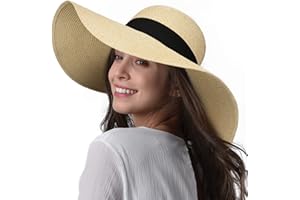 FURTALK Womens Sun Straw Hat Wide Brim UPF 50 Summer Hat Foldable Roll up Floppy Beach Hats for Women
