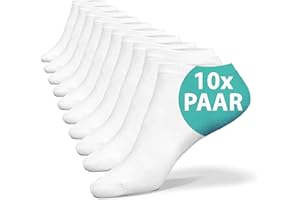 KEMES Lot de 10 paires de chaussettes de sport pour homme et femme Blanc 95 % coton 5 % élasthanne