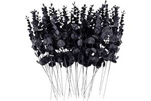 FEQO 36 Pcs Eucalyptus Stems Artificial Eucalyptus Leaves 15 Inch Faux Eucalyptuses Branches for Wedding Bouquet Home Decor, Black