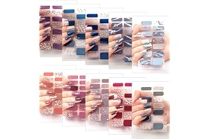 Zasjon adesivo smalto per unghie, 140 pezzi 10 fogli adesivi unghie glitter nail art decalcomanie per adesivi copertura completa per ragazze donne disegni