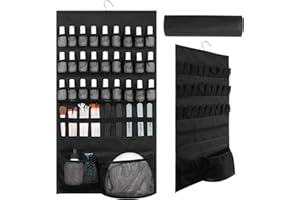 RZMAYIS Multifunctional Nail Polish Holder Display Wall-mount Cosmetic Nail Polish Makeup Organizer Essential Oil Bottles Nail Varnish Storage (Black)