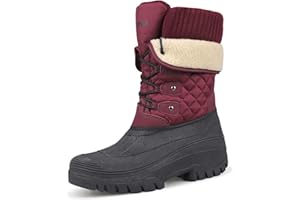 Knixmax Outdoor Winterstiefel Damen Warm Gefütterte Schneestiefel Winterschuhe mit wasserdichtem Obermaterial und rutschfesten Sohlen Geeignet für die Schneesaison im Winter