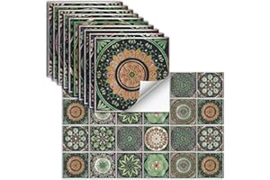 OXIANG 24 Szt. Naklejki Na Kafelki Samoprzylepne Winylowe Wodoodporne Naklejki ŚCienne Do Kuchni PłYtki ŁAzienkowe ŚCienne Kominek Szafka Dekoracyjna Naklejki,HZ-58,10x10 Cm