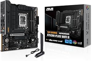 ASUS TUF Gaming B760M-PLUS WiFi II Motherboard Intel B760 LGA 1700 mATX (PCIe 5.0, M.2, DDR5, WiFi 6E, Q Antenna, Realtek 2.5GB Ethernet, DP, HDMI, SATA 6Gbps, USB Type-C, Thunderbolt 4, Aura Sync)