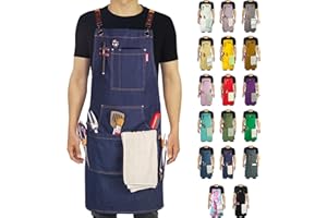 Stenffy Kitchen Apron, Cotton Canvas, Adjustable Cross Back, Artist, Painting, Carpenter Work Apron for Men, Women, Plus Size