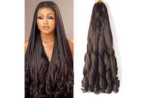 DATANALA French Curly Braiding Hair 22 Inch 8Pack/lot Loose Wavy Spiral Curl Braids Crochet Hair Deep Wave Synthetic Extensions Pre Stretched Bouncy Braiding Hair(4#)