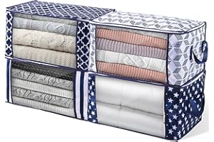 Shappy 4 Bolsas de Almacenamiento de Ropa de Gran Capacidad Contenedor Organizador de Ropa Plegables con Asas Reforzadas Ventana Transparente y Cremallera, Organizador de Armario Plegable