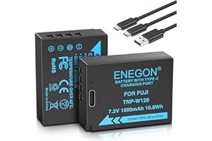 ENEGON NP-W126 NP-W126S Type C Charging Port Battery(2 * 1500mAh) for Fujifilm X100V, X100VI, X100F, XT30II, XT30, XT20,XT10, XS10, XA1,XA2,XA3, X-T1/2/3, X-Pro1/2/3, X-M1, XE1/2/3/4