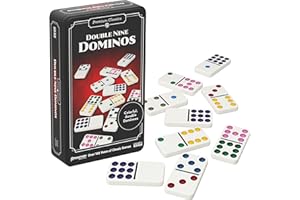 Goliath - Doble 9 Dominos, clásico Juego de Mesa Familiar para niños a Partir de 5 años, 55 fichas de dominó numeradas para 1 a 8 Jugadores, Caja de Viaje de Metal para Juegos de dominó