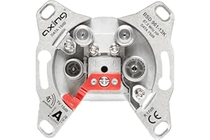 Axing BSD 961-13K Multimedia-Steckdose 4-Port mit Filter Durchgangsdose 15 dB, TV/R/Data/Data für Kabelfernsehen/-Modem Nitin