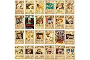 IQEPXTGO 24 Posters One Piece Wanted Manga Vintage Papier Kraft d'Intérieur Décoration Murale Ace Fond d'Écran Mur Peintures Murales