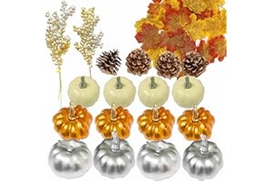 Beafaeur Jesienna dekoracja Święto Dziękczynienia, zestaw zbiorów dyni Halloween dekoracja, sztuczne dynie Halloween, klon, szyszki sosna, dekoracja wieniec jesień drzwi, 68 sztuk