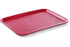 HENDI Plateau de Service, Moyen, rectangulaire, Multi-Usage, résistant jusqu'à 80°C, Plateau Fast Food, pour Servir Nourriture et Boissons, Restauration Rapide, 305x415x(H) 20mm, Rouge, polypropylène