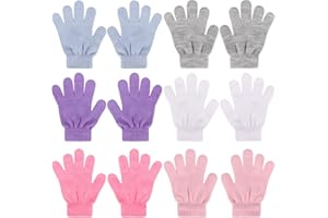 QKURT 6 Pairs Children's Magic Stretchy Gloves, Unisex Knitted Gloves Winter Warm Glove Colorful Thermal Glove for Boys Girls 4-12 Year Every Day
