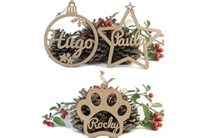 Bola de Navidad de madera personalizada con nombre para colgar en el árbol. Adorno navideño. Varios modelos.