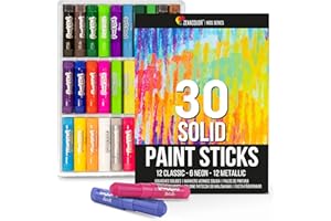 Zenacolor 30 Paint Sticks for Children - Art Supplies for Kids - Mess-free Painting Stick - Solid Colour