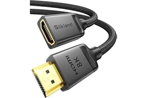 Silkland HDMI 2.1 Extension Cable 2M, 10K 8K@60Hz 4K@120Hz/144Hz HDMI Extension Male to Female with Ethernet 48Gbps UHD eARC Dynamic HDR 10+ HDCP 2.3 Compatible with TV Stick, HDTV