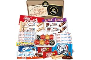 CIA&CO Coffret Cadeau Bonbons avec +35 Chocolats Kinder, Lindt, Milkibar. Comprend une carte avec un message personnalisé et Bueno, Happy Hippos et délicieux Lindt