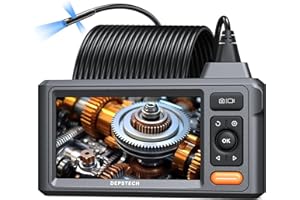 15m Endoskopkamera mit Licht, DEPSTECH Triple Lens Endoskop mit 5" IPS Bildschirm, 8mm Inspektionskamera 1080P, IP67 Wasserdicht Rohrkamera Kanalkamera, 8 Einstellbaren LEDs, 32-GB-Karte, Tragetasche