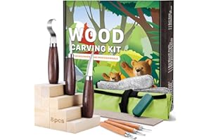 SERUNO X 18 in 1 Wood Carving Tools Kit, Wood Whittling Kits with 8PCS Basswood Carving Blocks, 6PCS Whittling Tools, Chip Carving Tools Set for Adult Beginners with Sharpener, Gloves, Roll Canvas Bag