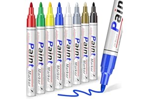 ‎ANYUKE ANYUKE Permanent Marker: 8 Farben Wasserfester Stift für Steine Bemalen, Lackstift Wasserfeste Stifte für Glas, Tassen, Metall, Holz, Reifen, Kunststoff Basteln, Rundspitze 2-3 mm, Wasserfest